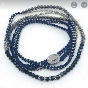 Navy Delicate Bead + Chain Multi-Wrap Bracelet